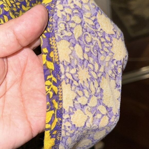 LuLaRoe M Purple Gold Yellow Crewneck Drop Short Sleeve Oversized Irma Top - Picture 8 of 12